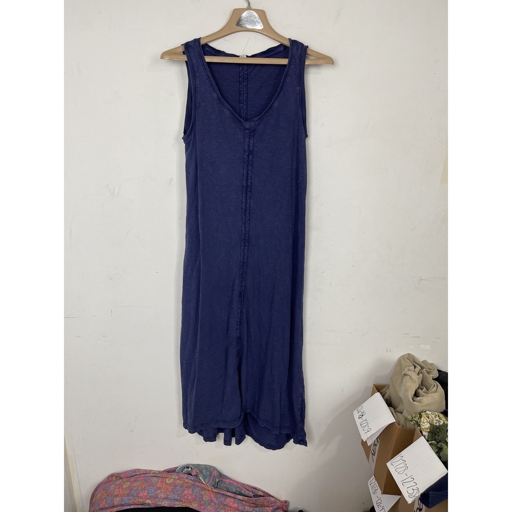 Daily Practice Womens Dress Small Blue Sleeveless Maxi Tank Boho V‎ Neck